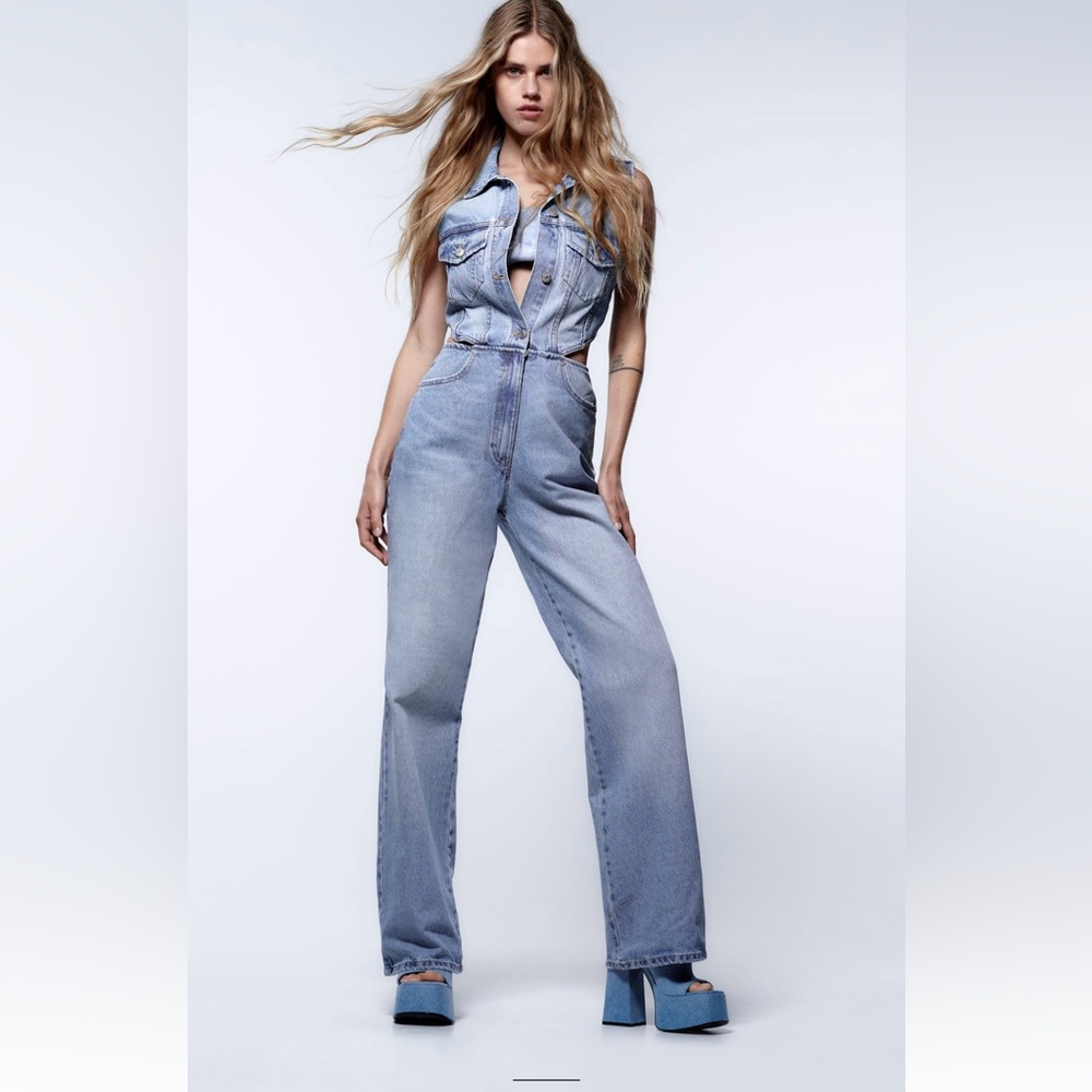FULL LENGTH ZARA CUT OUT DENIM JUMPSUIT *SOLD OUT*